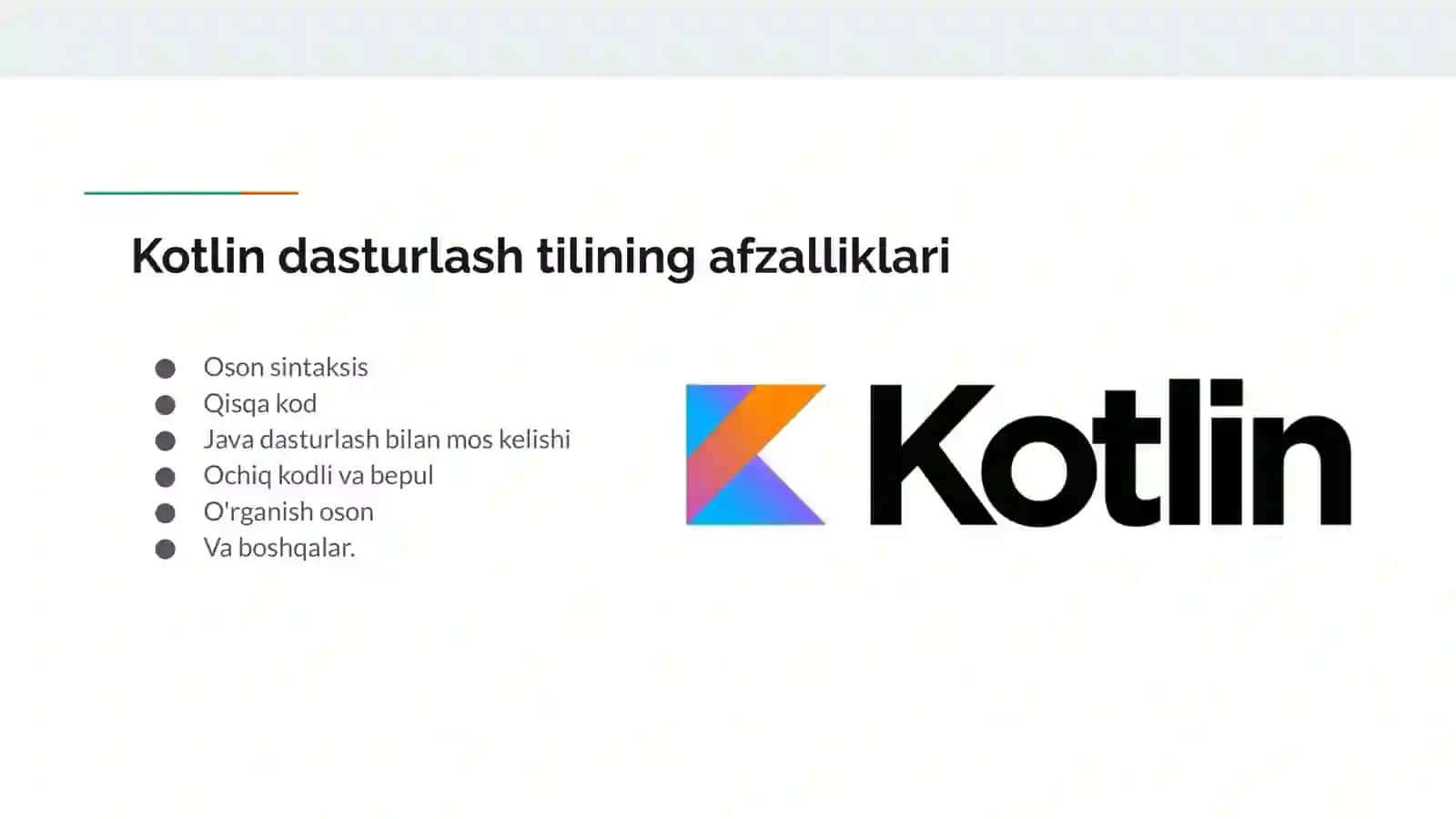 JAVA VA KOTLIN DASTURLASH TILLARIDA ILOVALAR ISHLAB CHIQISH. KOTLIN TILI 3
