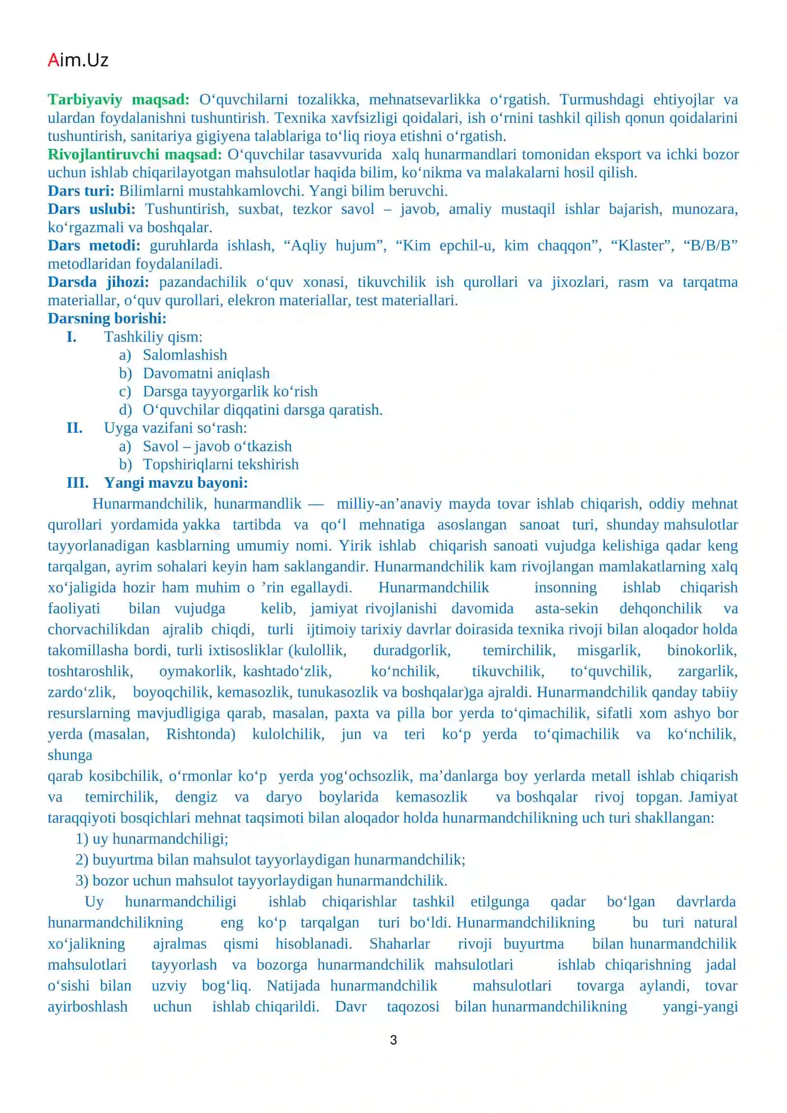 XАLQ HUNАRMАNDLАRI TОMОNIDАN EKSPОRT VА ICHKI BОZОR UCHUN ISHLАB CHIQАRILАYOTGАN MАHSULОTLАR 3