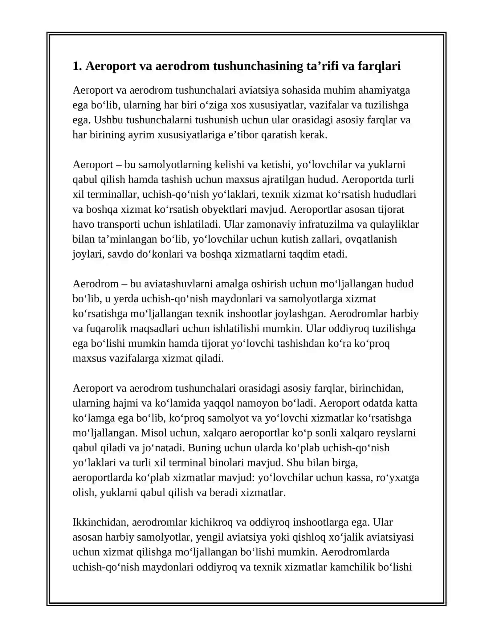 AERAPORT VA AERODROM TUSHUNCHASI HAMDA ULARNING ASOSIY ELEMENTLARI 3
