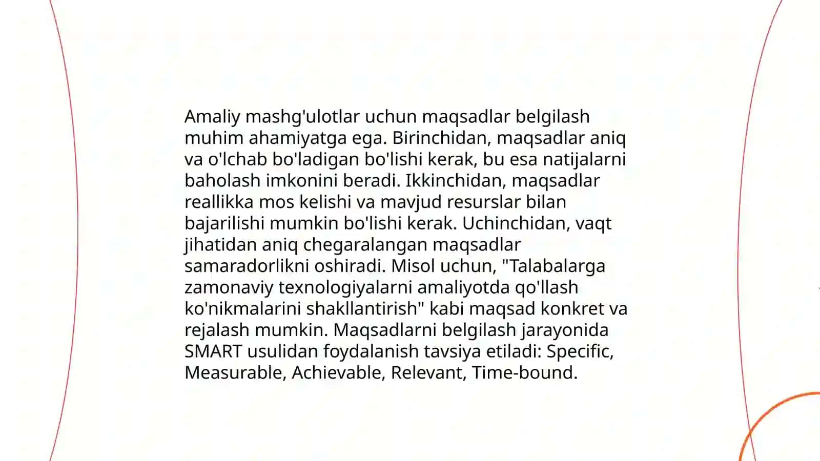 Amaliy mashg'ulotlar uchun maqsadlar belgilash 3