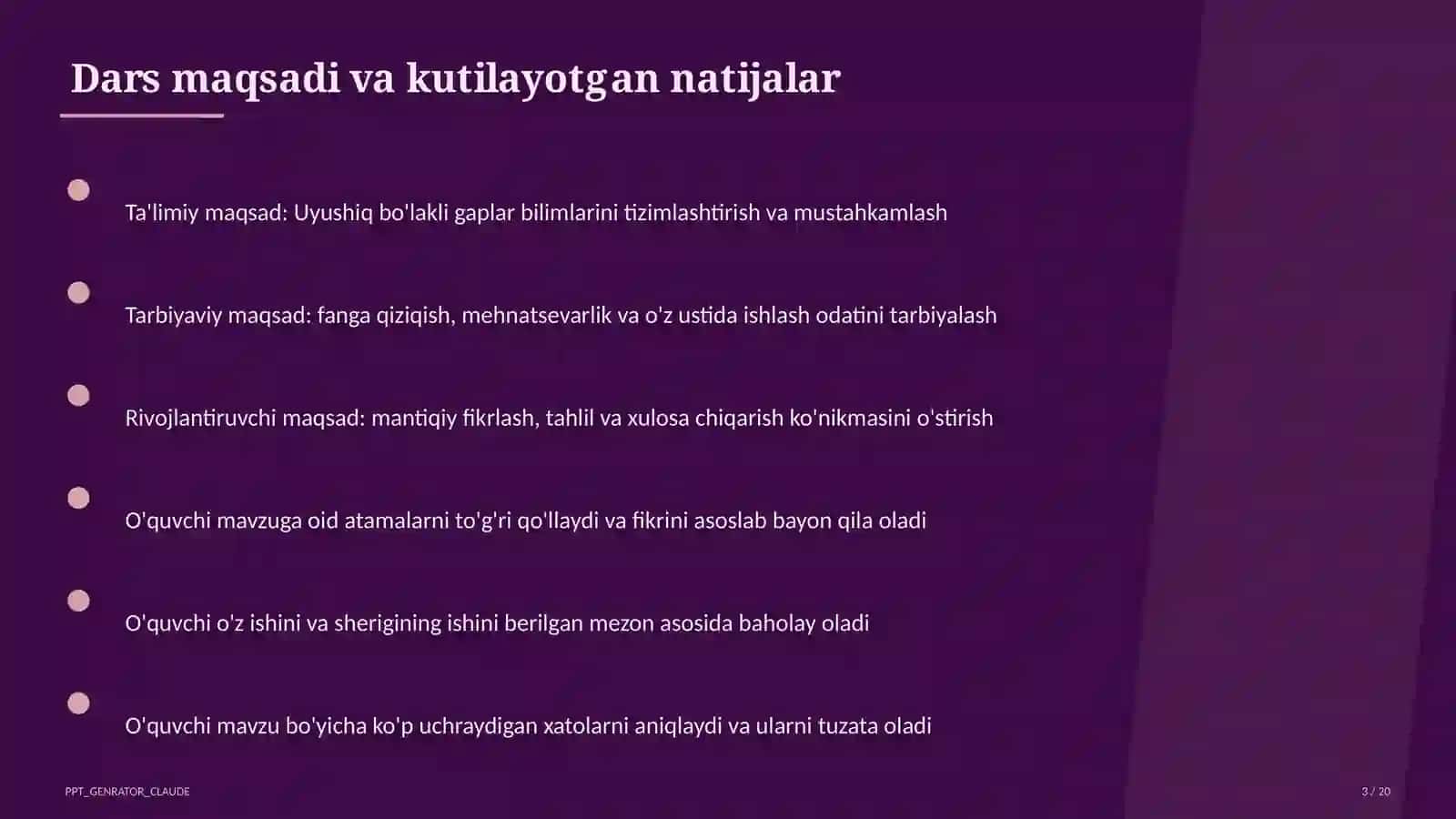 Uyushiq bo'lakli gaplar (4-sinf) 3