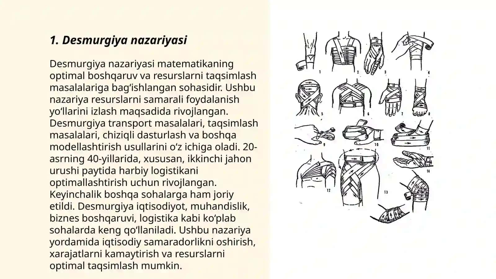 Desmurgiya va turlari.Bog’lov qo’yish usullari.Transport immobilizatsiyasi 3