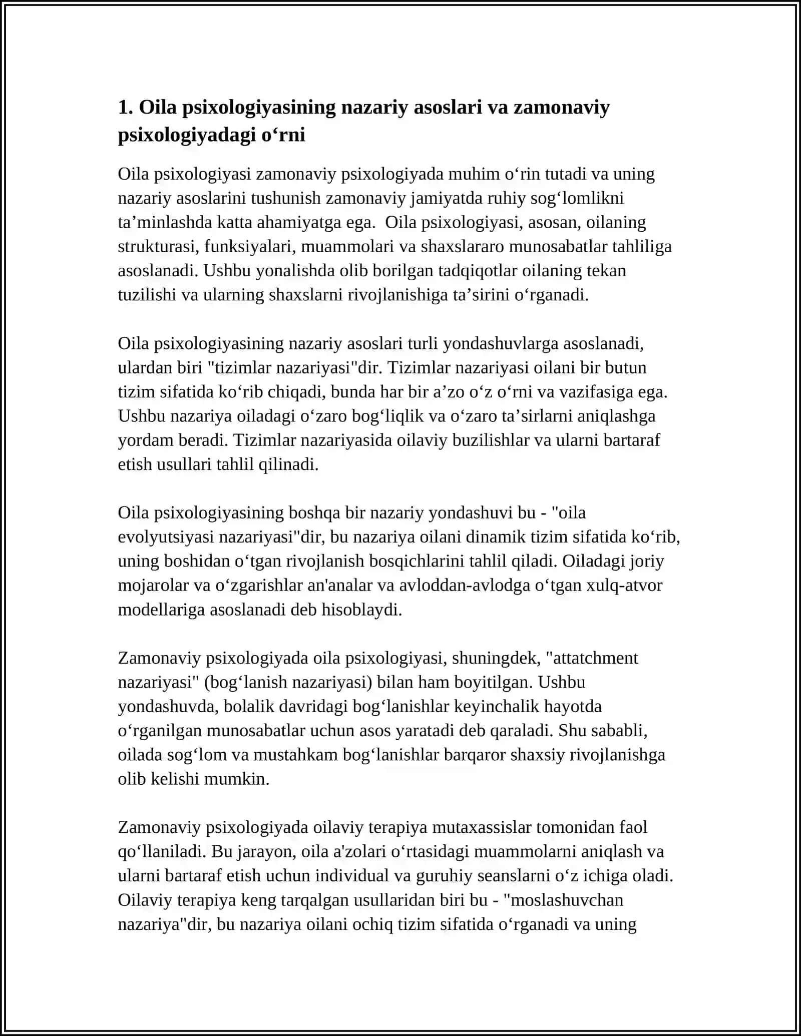OILA PSIXOLOGIYASI VA ULARNING ZAMONAVIY PSIXALOGIYASINI RIVOJLANISHIDA TUTGAN ORNI 3