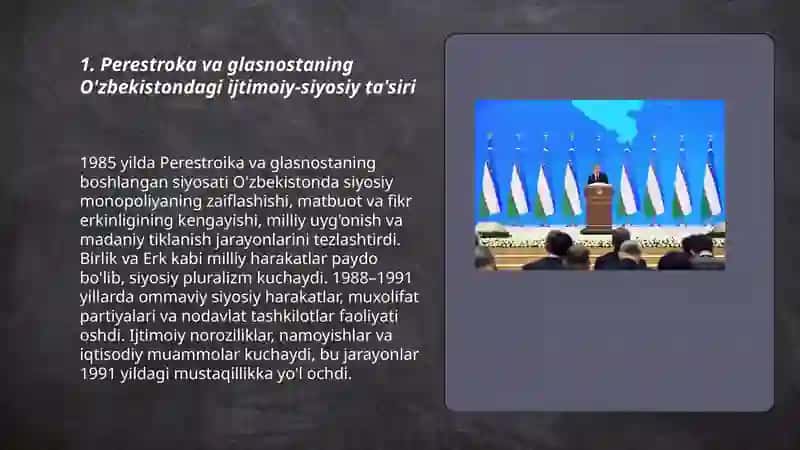 Perestroka va glasnostaning O'zbekistondagi ijtimoiy-siyosiy ta'siri 3