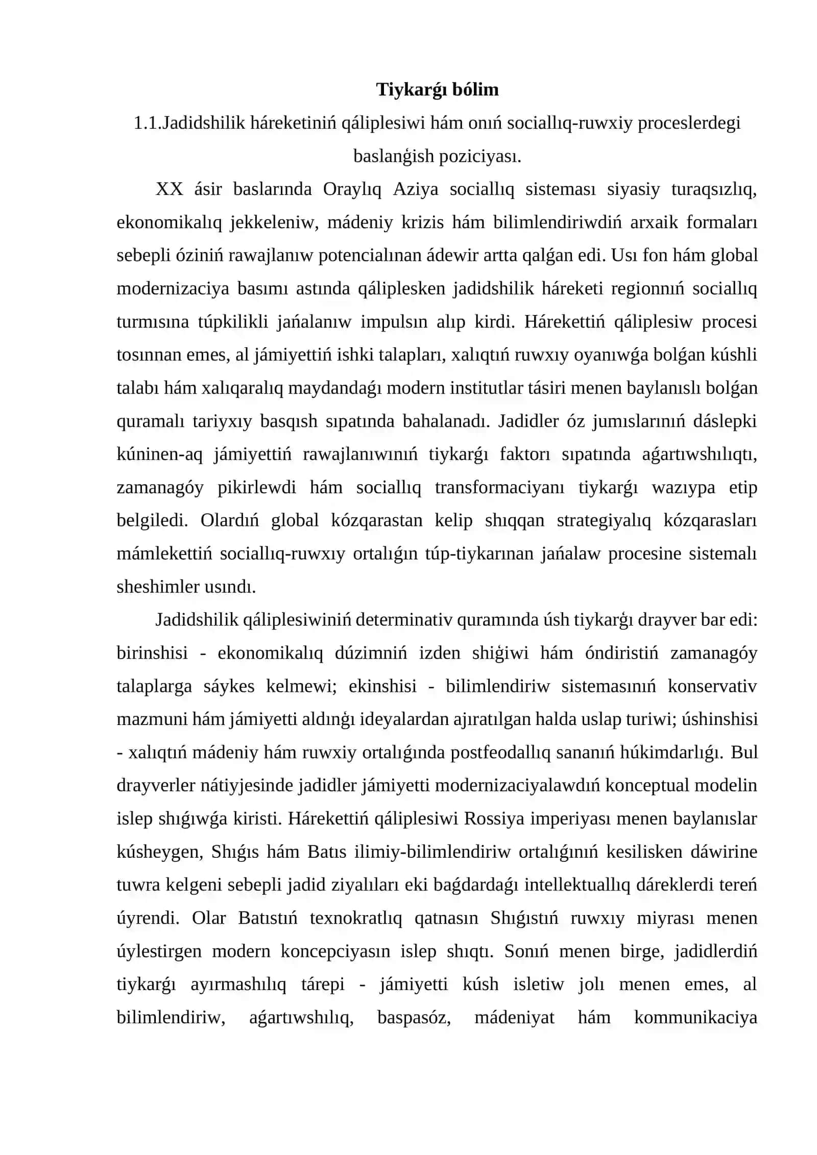 Jadid aǵartıwshılarınıń úlkede sociallıq-ruwxıy turmısında tutqan ornı 3