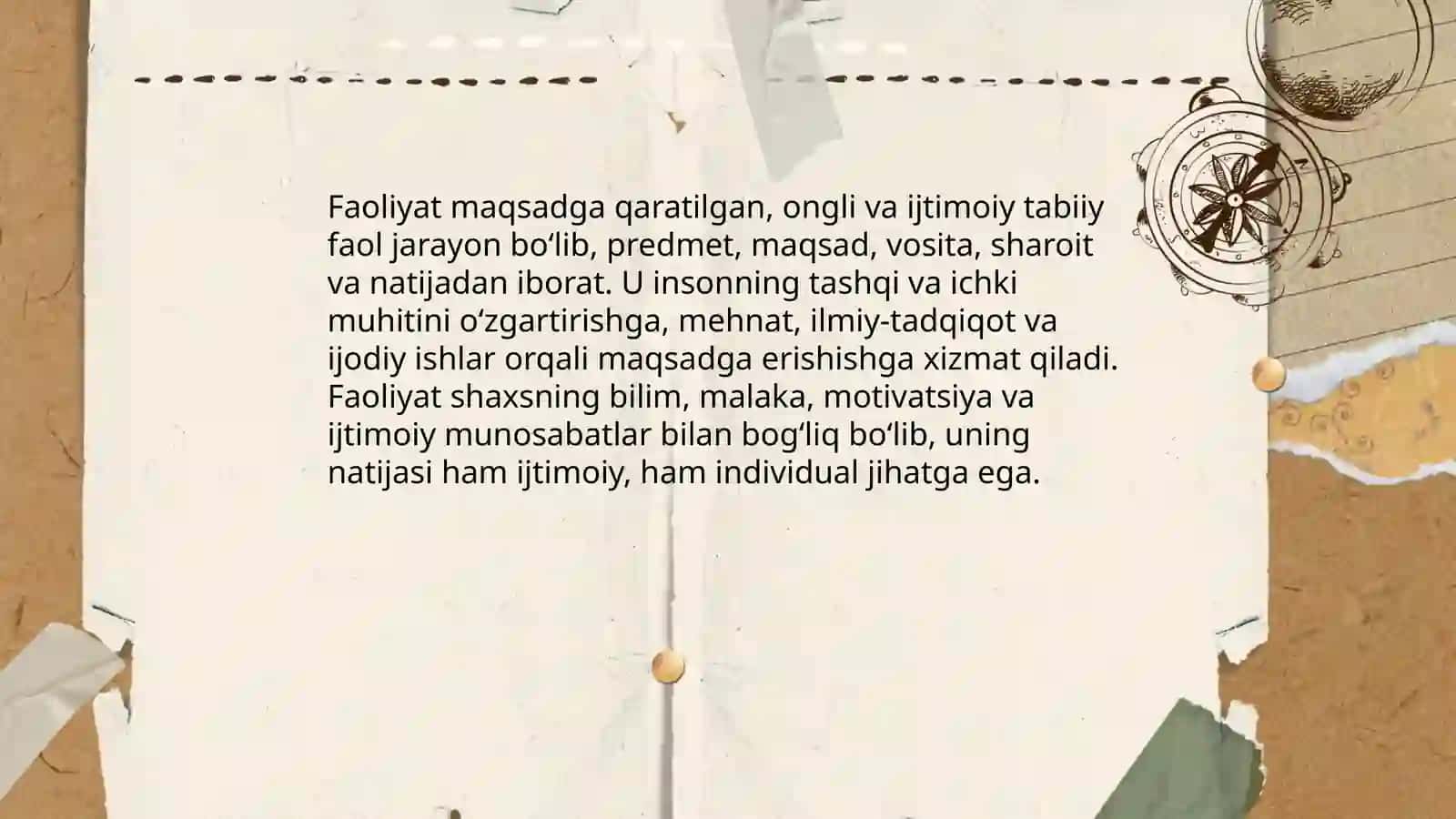Faoliyatning o'ziga xosligi 3