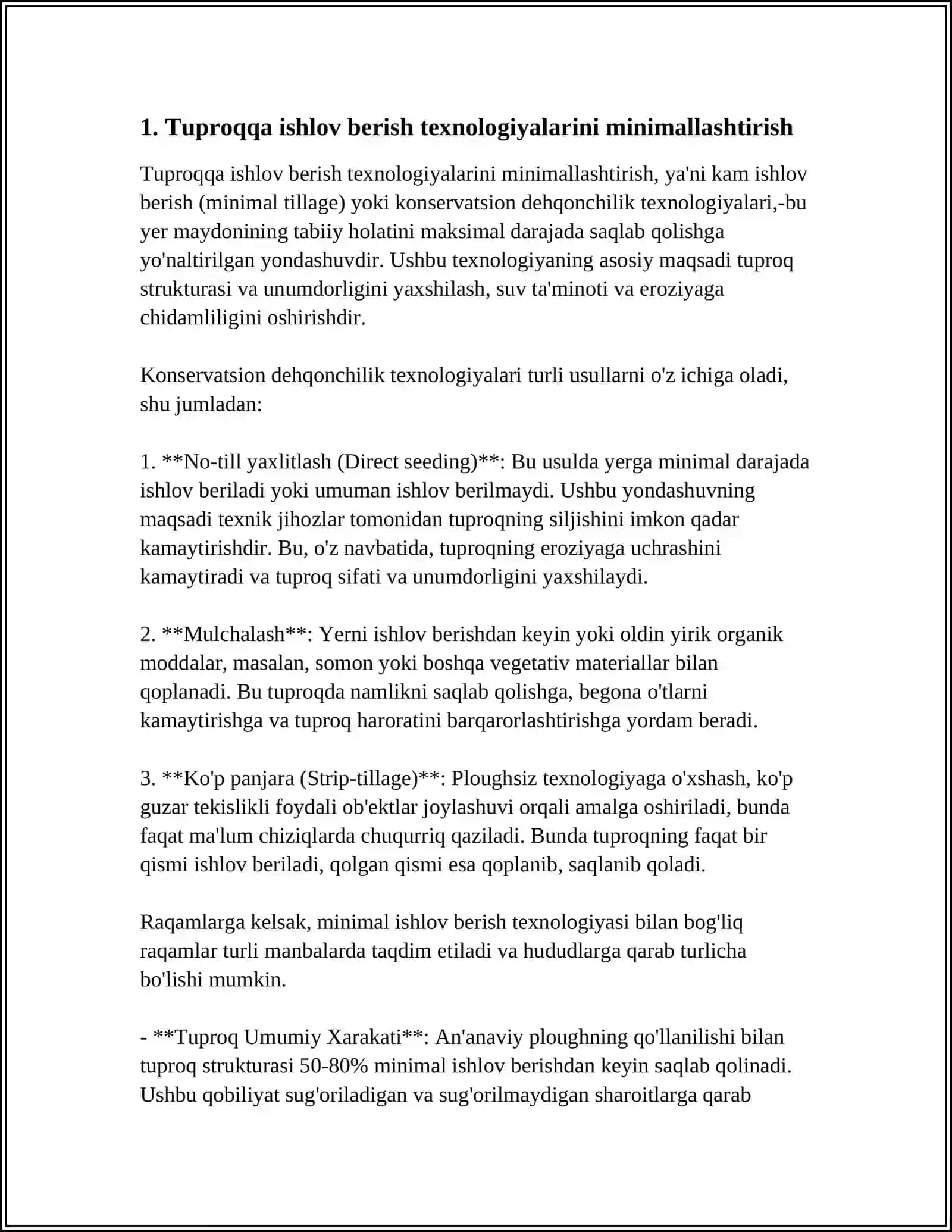 TUPROQQA ISHLOB BERISHNI MINIMALLASHTIRISHNING ORGANIK DEHQONCHILIK MAHSULOTLARI 3