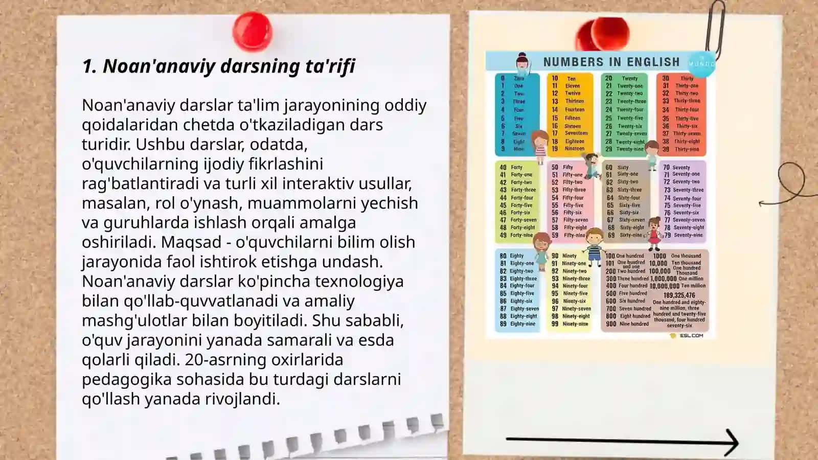 Noan'anaviy darsning ta'rifi 3