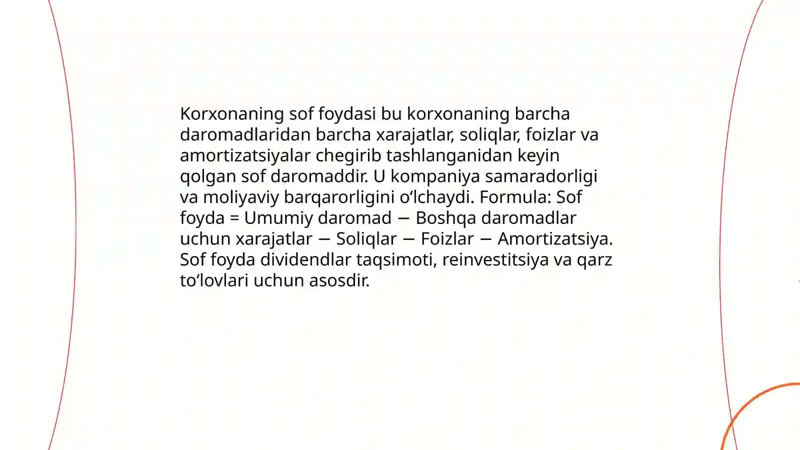 Korxonaning sof foydasi 3