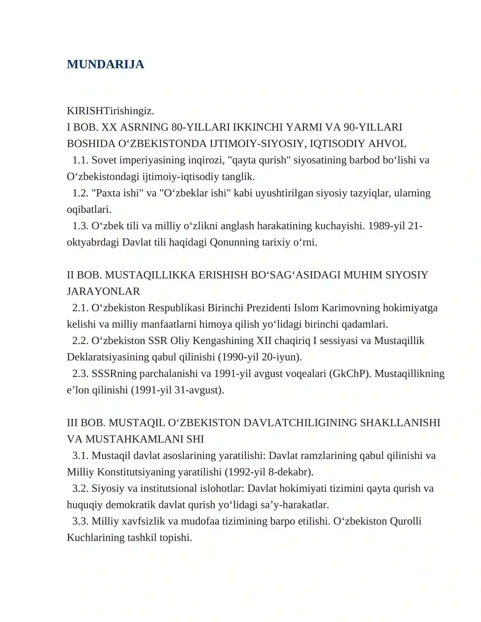 Oʻzbekiston Respublikasining mustaqillikka erishishi va uning tarixiy ahamiyati 3