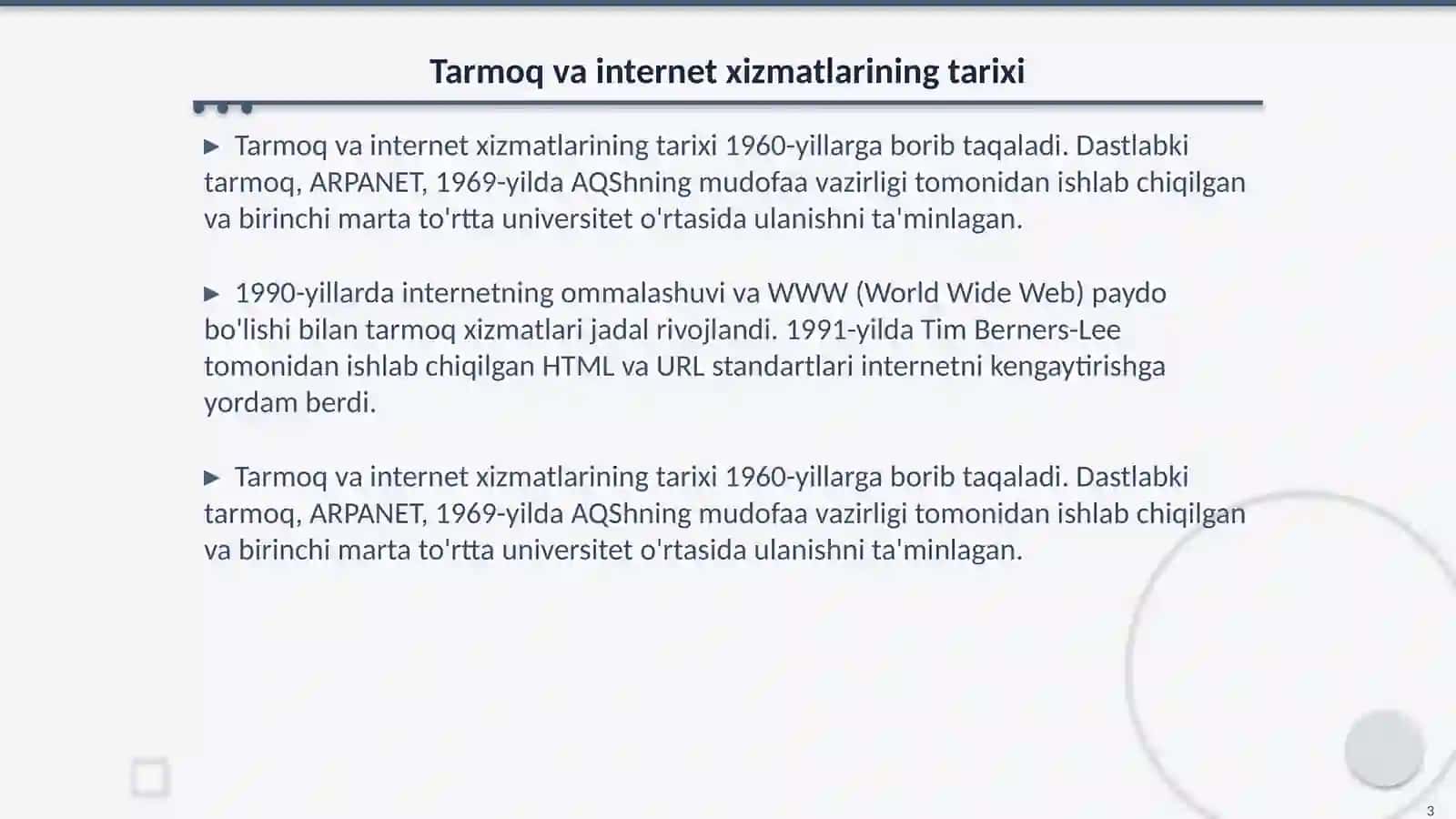 Tarmoq va internet xizmatlari 3