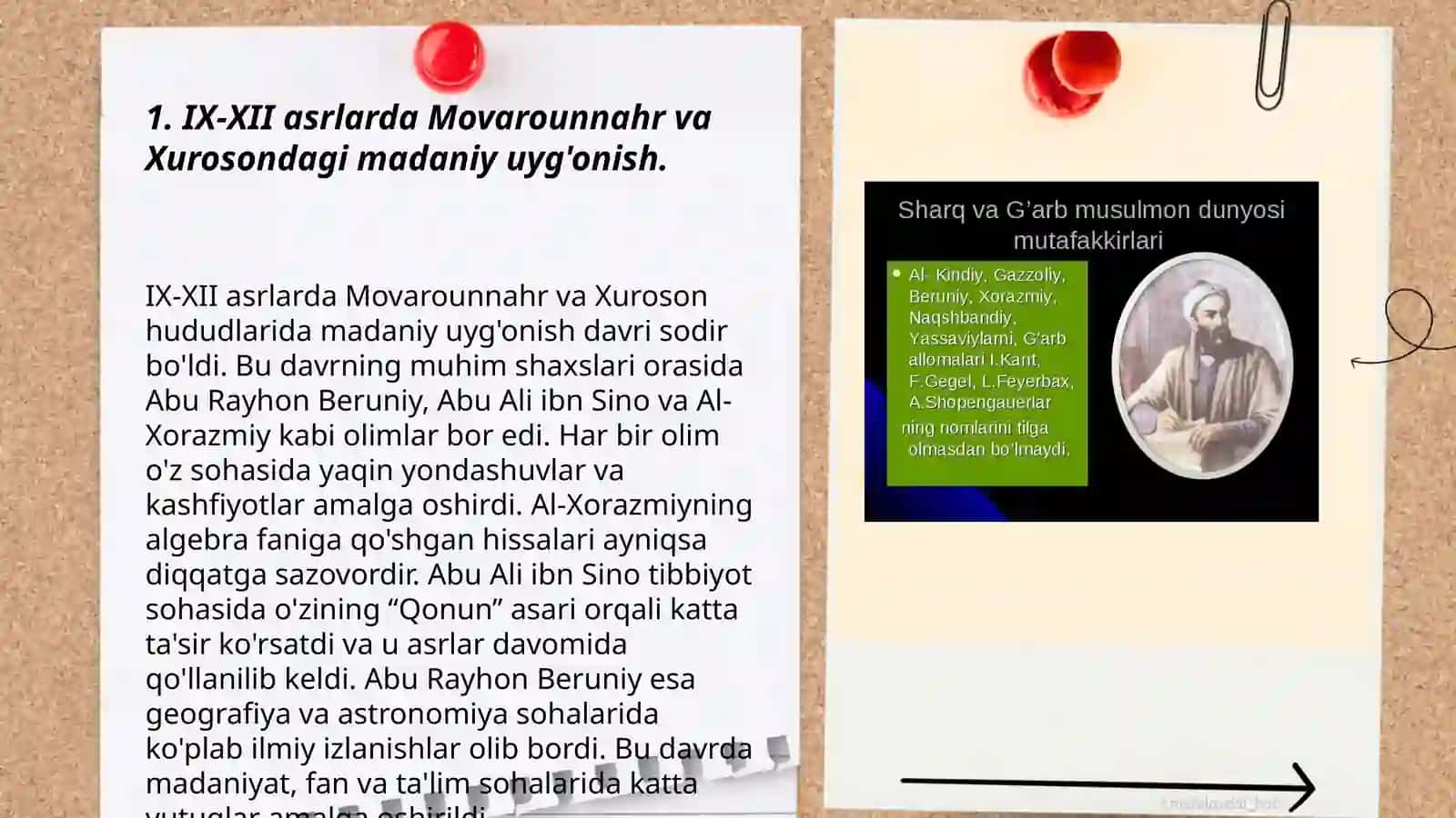 IX-XII asrlarda mamlakatimiz hududida roʻy bergan madaniy uygʻonish (Renessans) 3