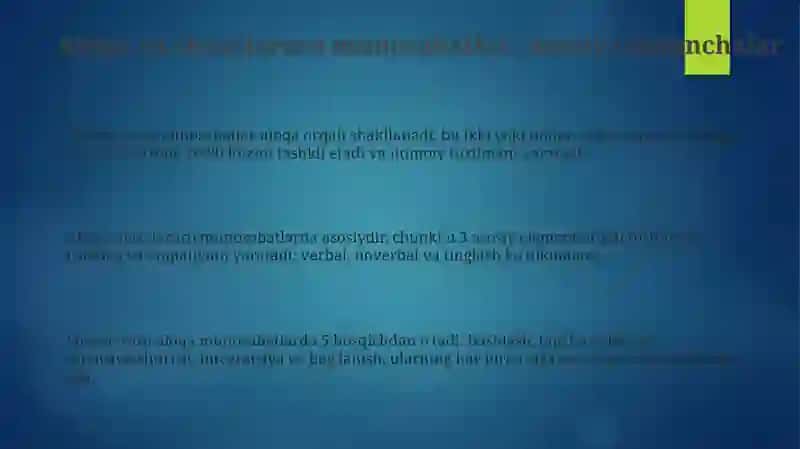 Muloqot. Shaxslar aro munosabatlar va ularda muloqotning o'rin 3