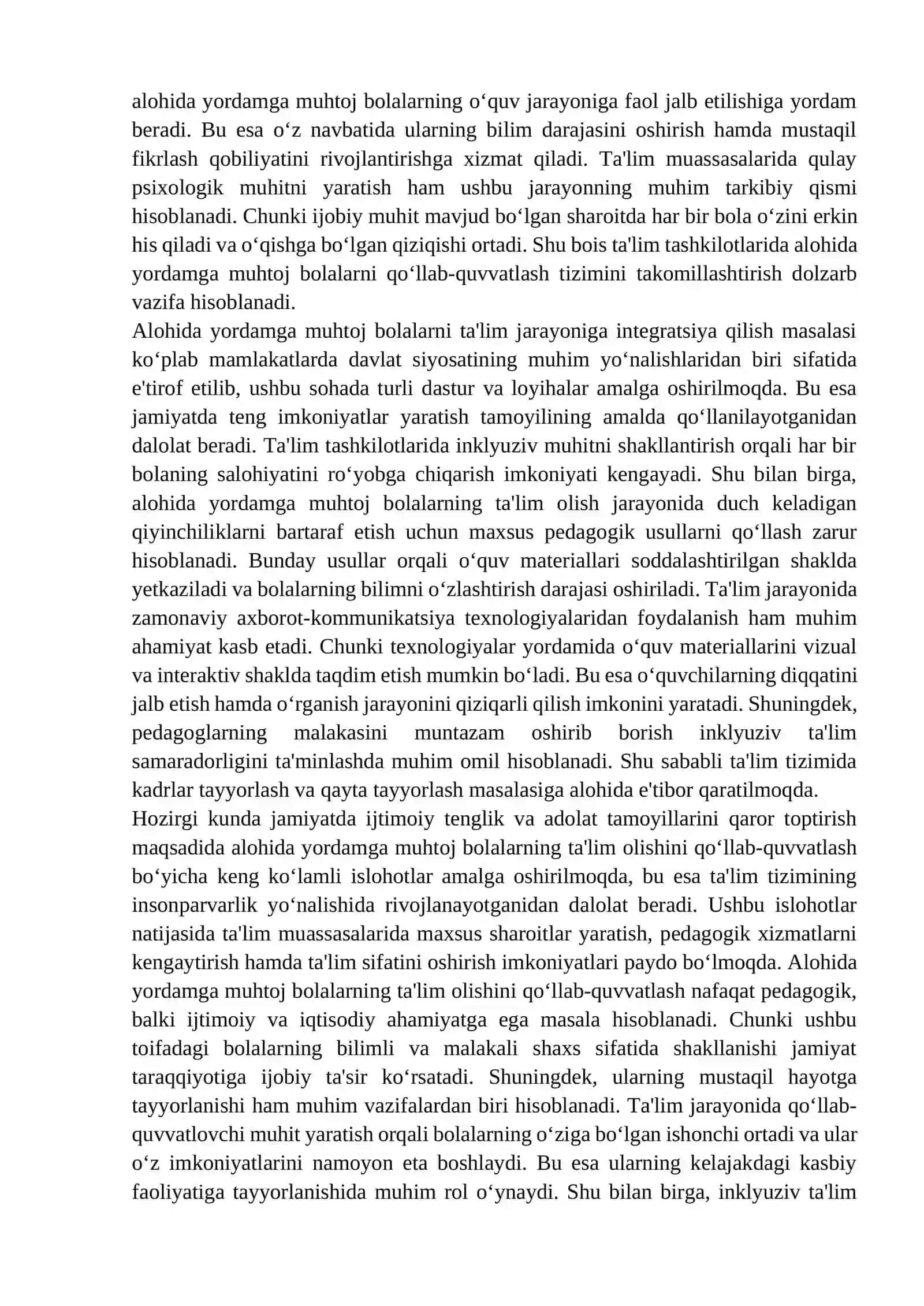 Ta'lim tashkilotlarida alohida yordamga muhtoj bolalarni ta'lim olishini qo'llab quvvatlash 3