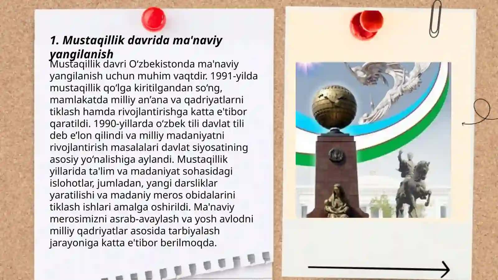 Mustaqillik yillarida Oʻzbekistondagi maʼnaviy madaniy taraqqiyot 3