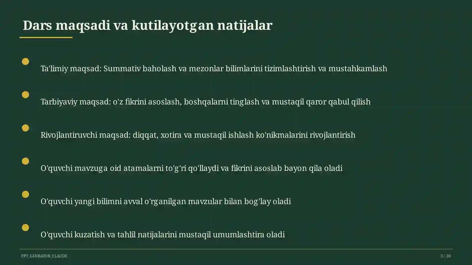 Summativ baholash va mezonlar 3
