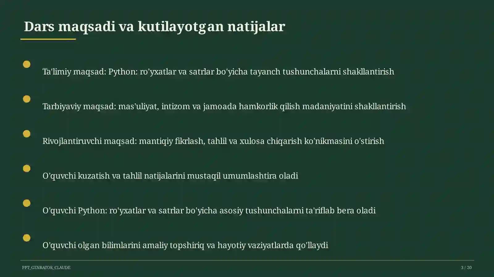 Python: ro'yxatlar va satrlar (9-sinf) 3