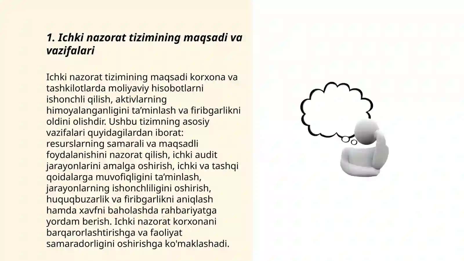 Ichki nazorat tizimi va uning auditdagi ro'li 3