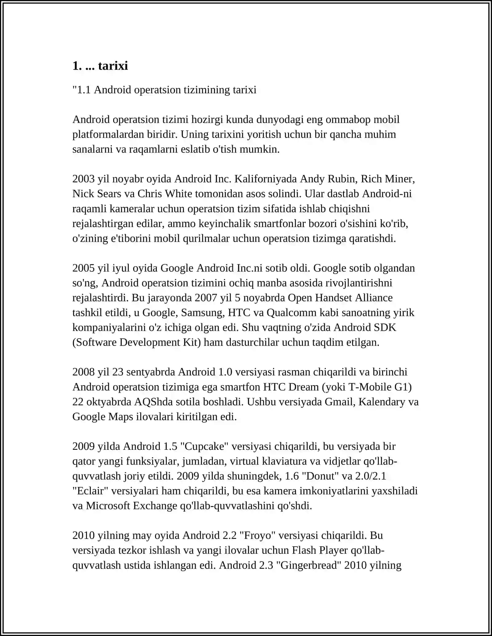 Android operatsion tizimi tarixi 3
