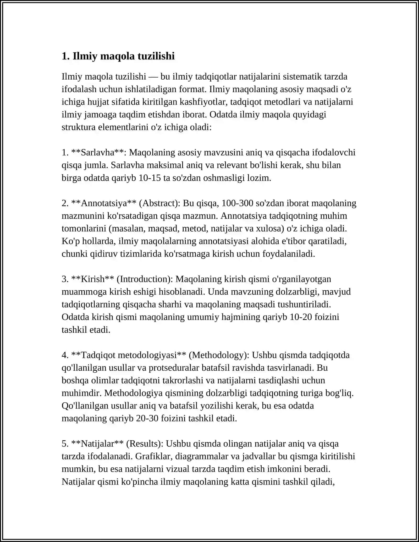 ILMIY MAQOLA VA UNGA QO‘YILGAN TALABLAR 3