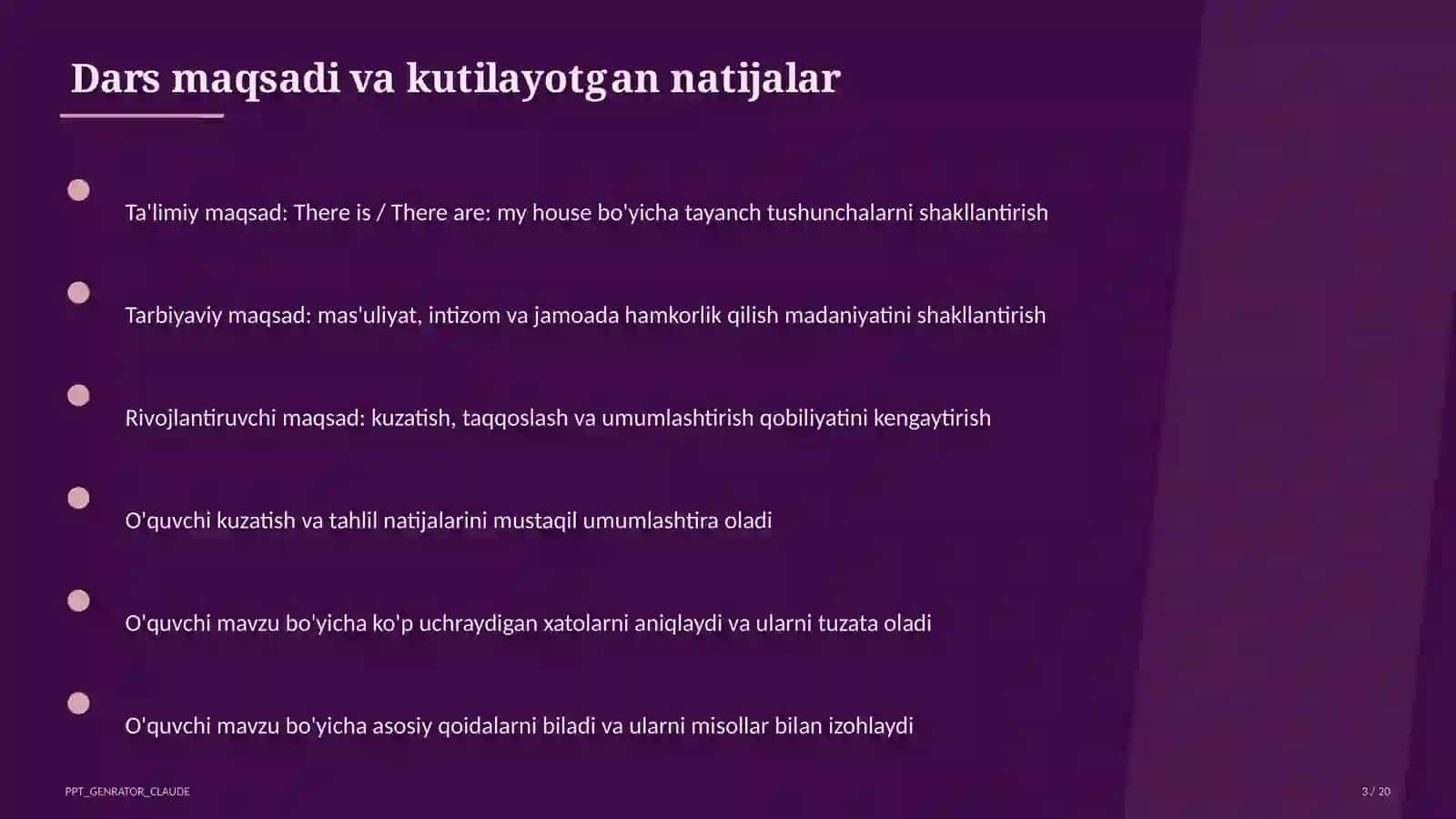 Ta'limiy Maqsad: There is / There are: my house (4-sinf) 3