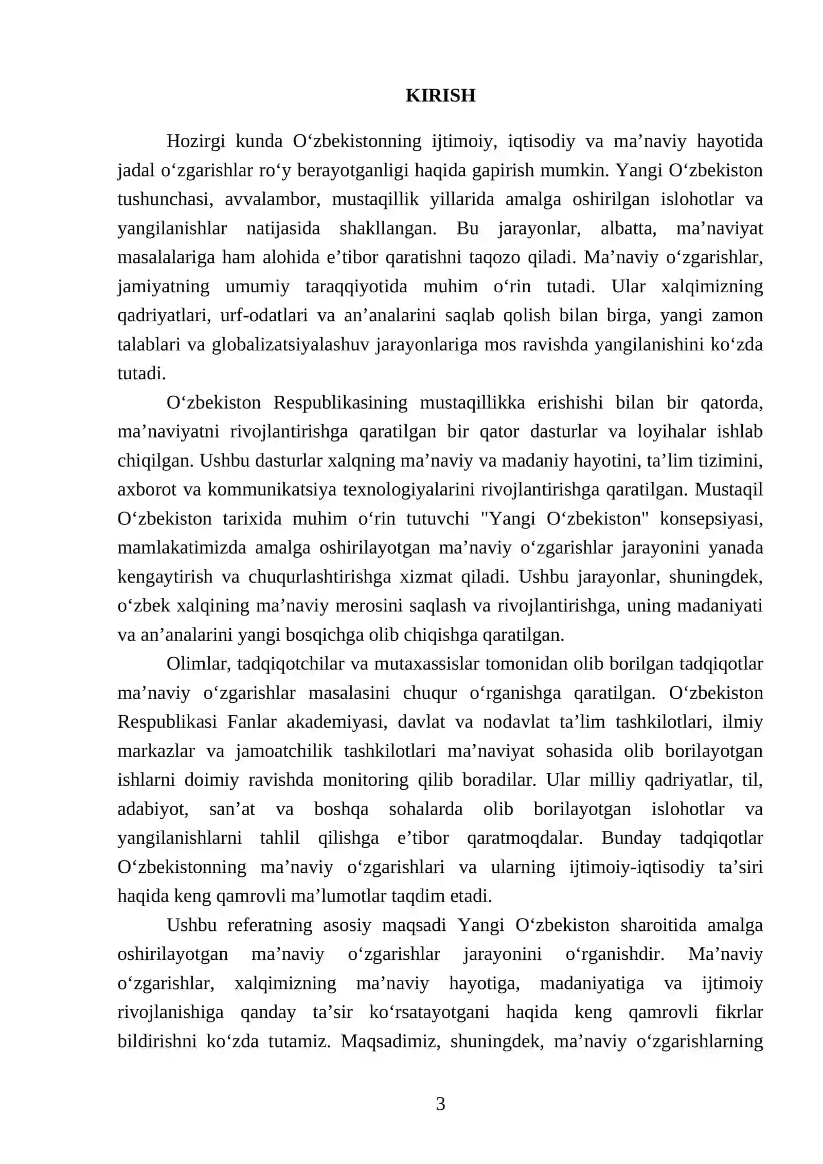Yangi O’zbekistonda amalga oshirilayotgan ma’naviy o’zgarishlar 3