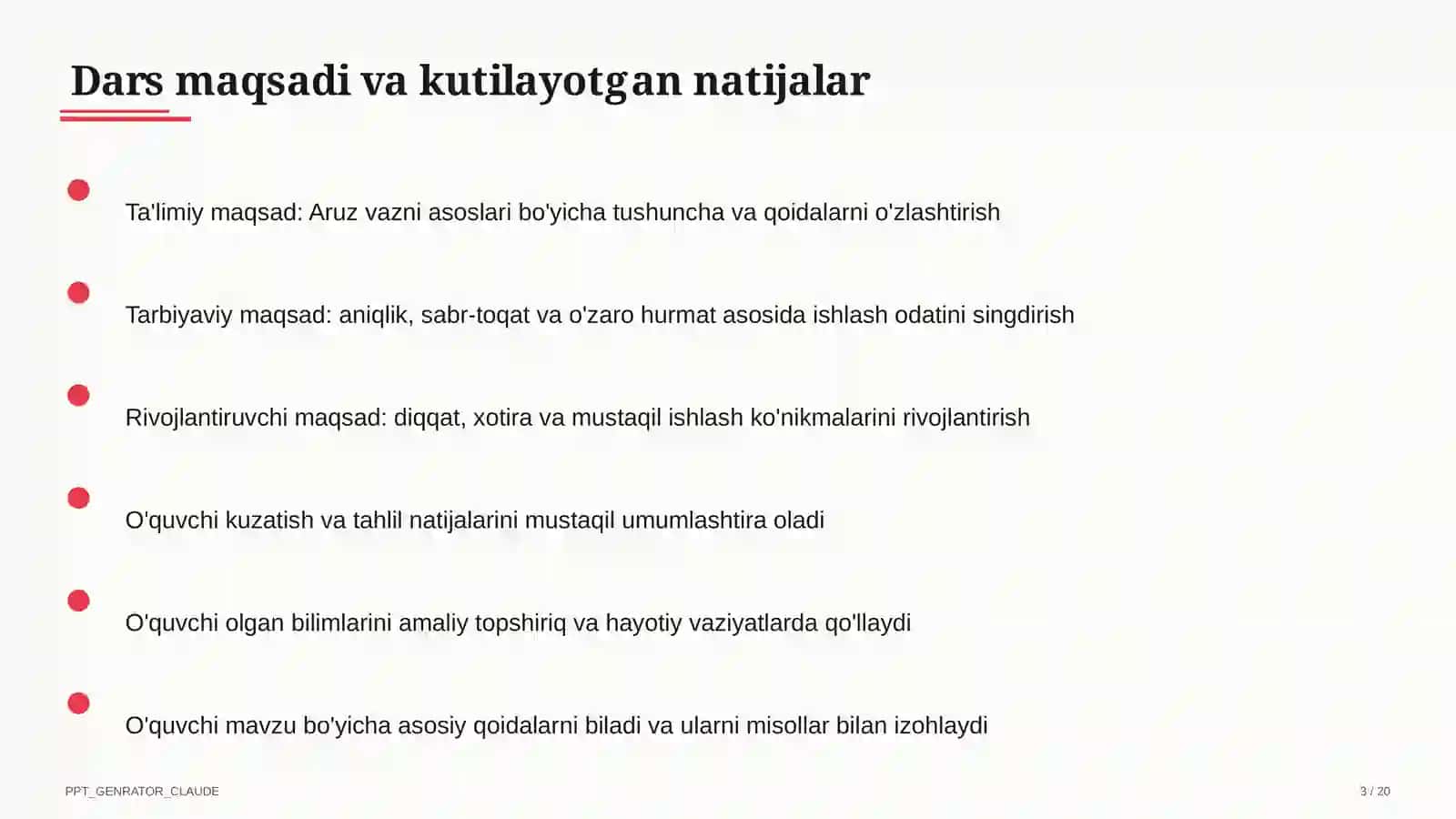 Aruz vazni asoslari (9-sinf) 3