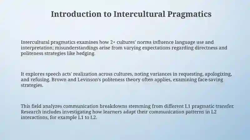 Intercultural pragmatics case study 3