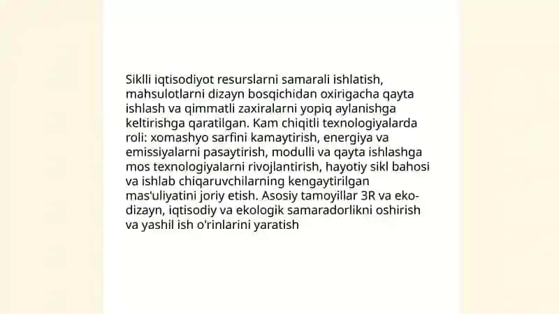 Kam chiqitli va chiqindisiz texnologiyalar 3