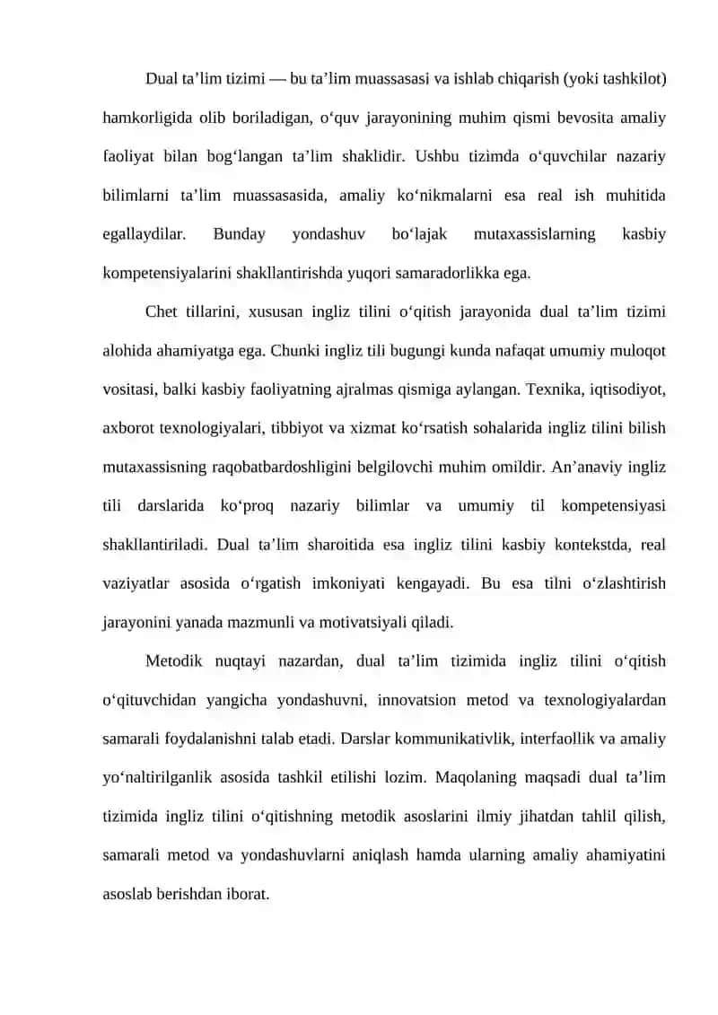 DUAL TA’LIM TIZIMIDA INGLIZ TILINI O‘QITISHNING METODIK ASOSLARI 3