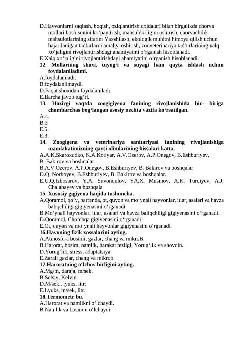 Zoogigena va veterinariya sanitariyasi fanida qanday tekshirish usullari 3