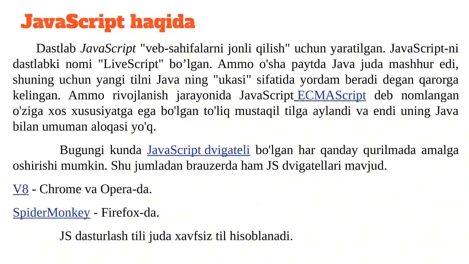 JavaScript dasturlash tili va uning sintaksisi 3