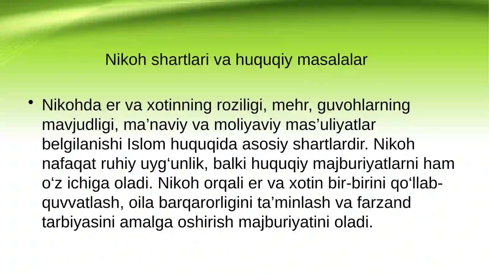 Islom huquqshunosligida oila: nikoh, taloq, idda, zihor tushunchalarini tariflash 3