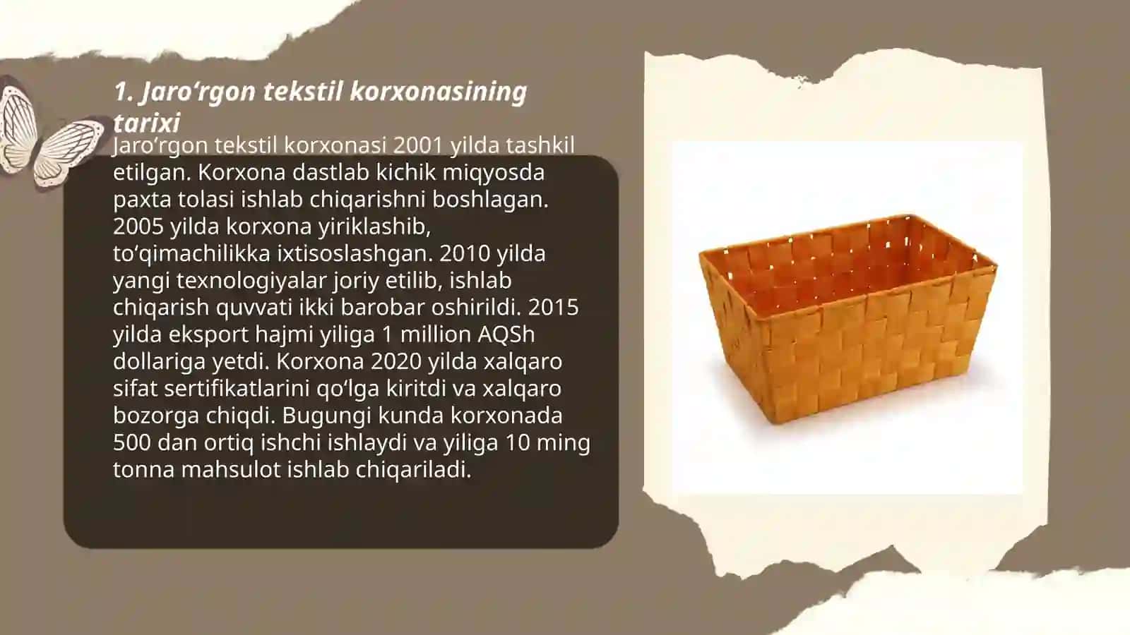 Jaroʻrgon tekstel korxonasi kiyim-kechak ishlab ciqarish va chet elga olib chiqishdagi asosiy sabab va muammolar 3