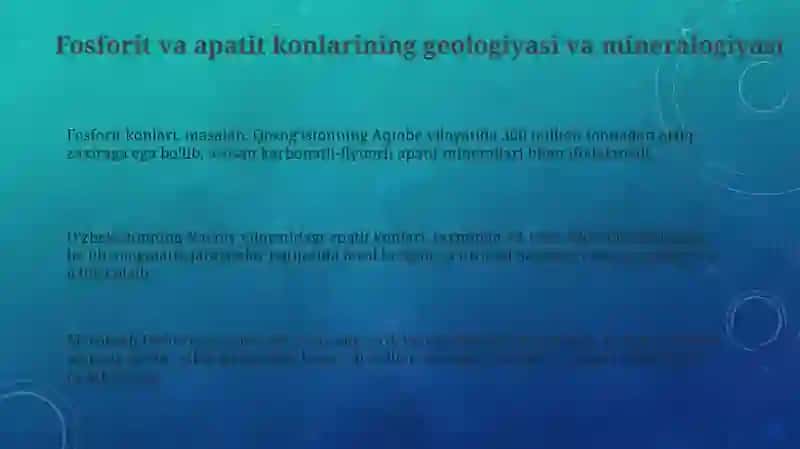 Mineral o'g'itlar ishlab chiqarishda tabiiy fosforit va appattitlardan foydalanish istiqbollari 3
