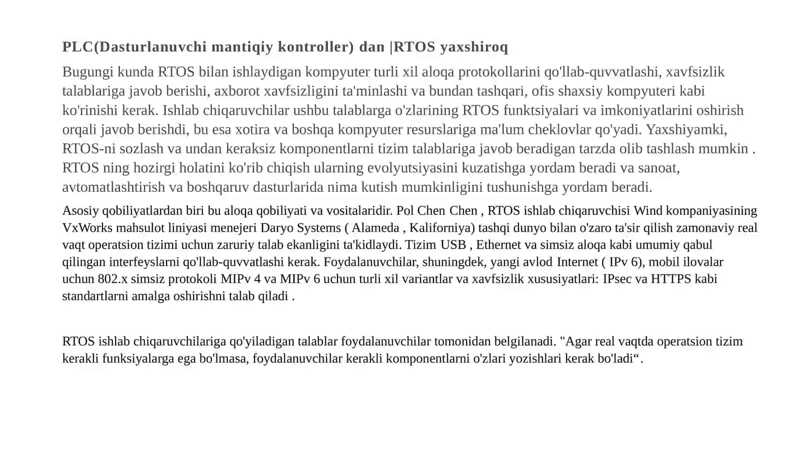 O'rnatilgan real vaqt tizimlari uchun vositalar 3
