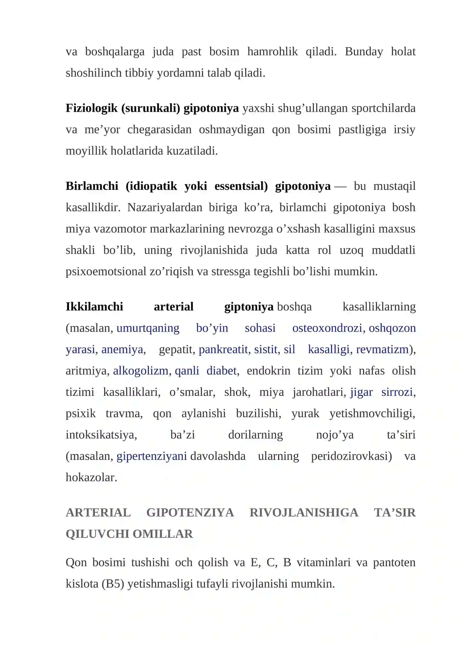 QON BOSIMI PASAYISHI (GIPOTONIYA) — SABABLARI, ALOMATLARI, DAVOLASH, OLDINI OLISH 3
