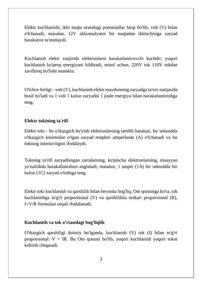 Elektr energiyasining quvvati kuchlanshi tok orqali ifodalanishi 3
