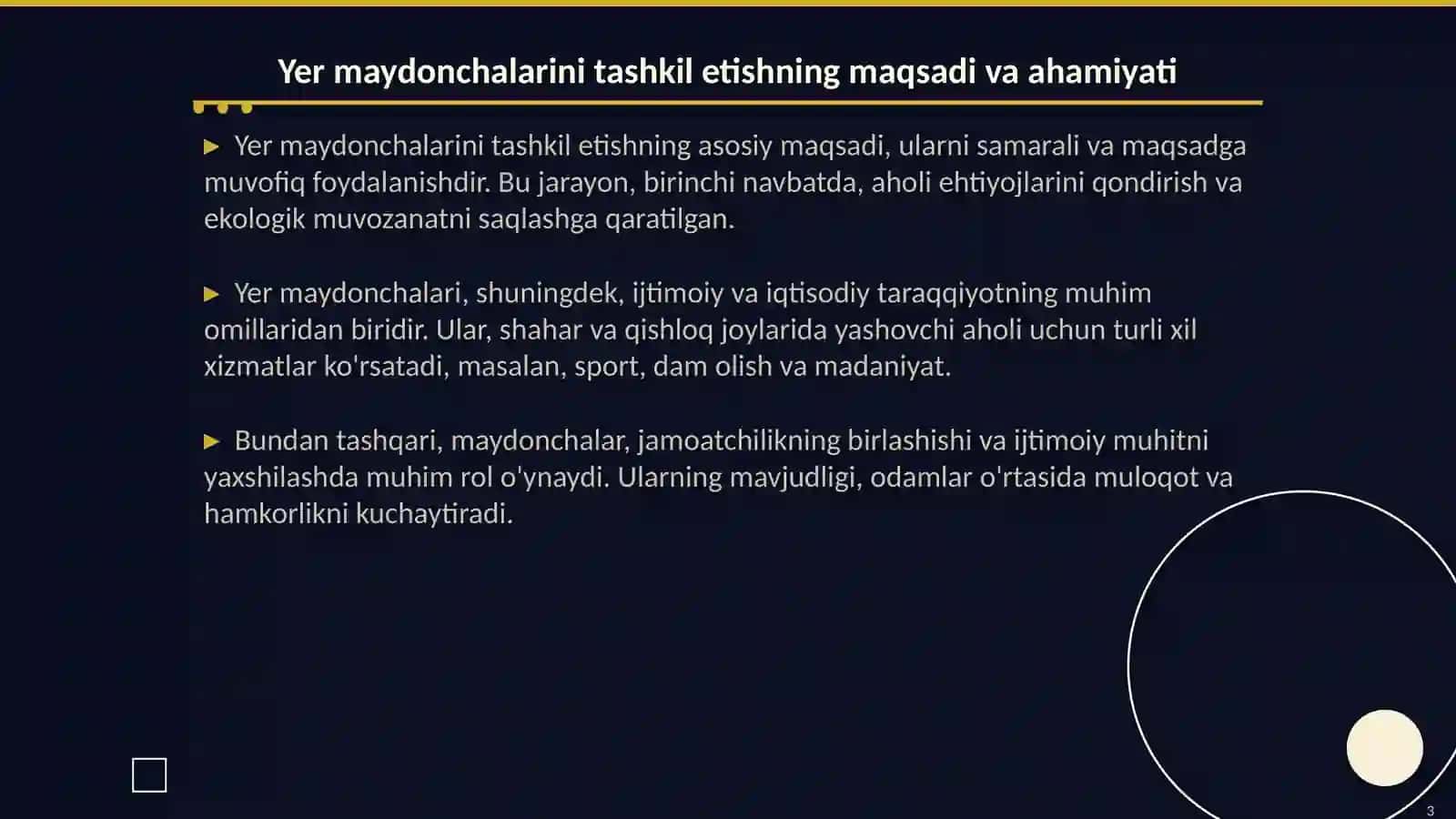 Yer maydonchalarini tashkil qilish va ularning mazmuni 3