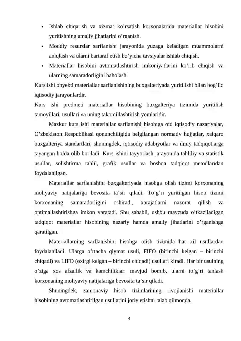 MATERIALLAR SARFLANISHINI BUXGALTERIYA XISOBGA OLISH 3