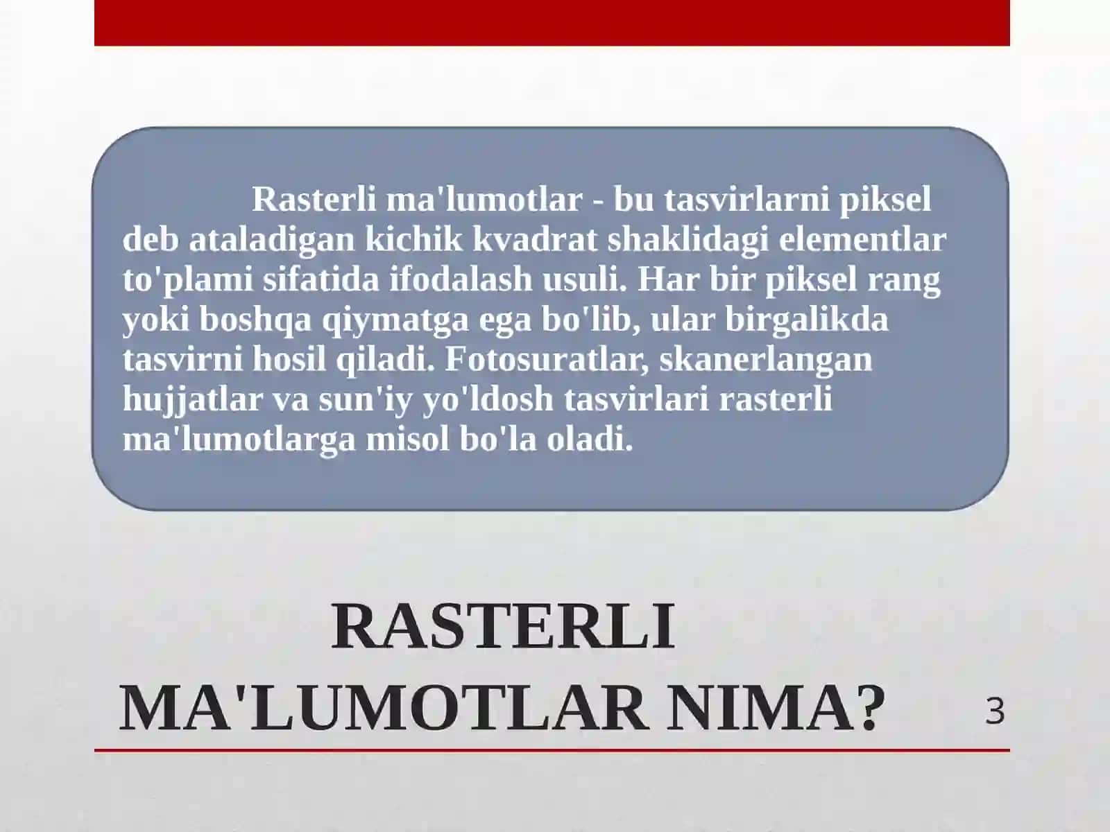 "RASTER MA’LUMOTLARNI UZATISH" 3