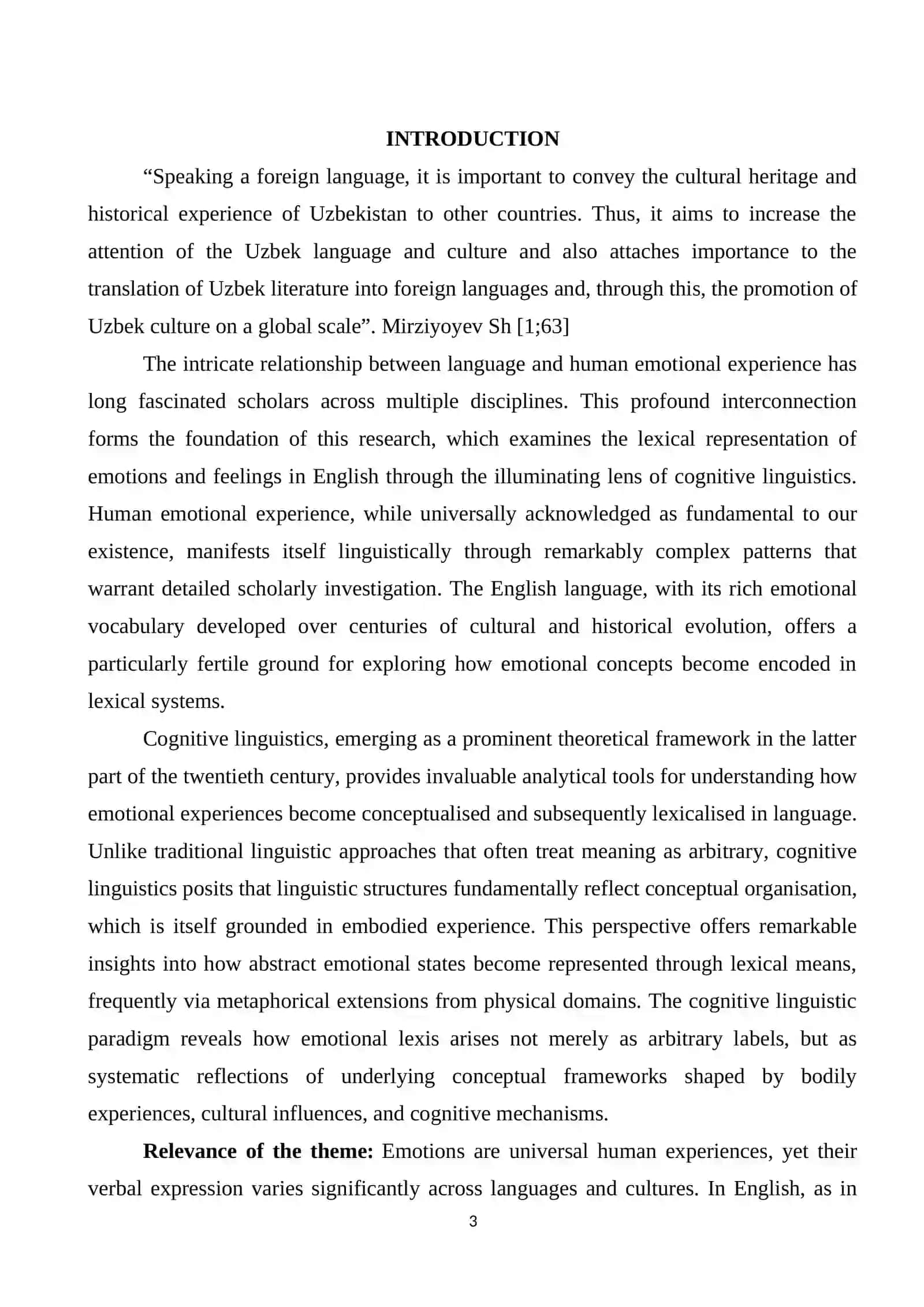 THE LEXICAL REPRESENTATION OF EMOTIONS AND FEELINGS IN ENGLISH A COGNITIVE LINGUISTICS PERSPECTIVE 3