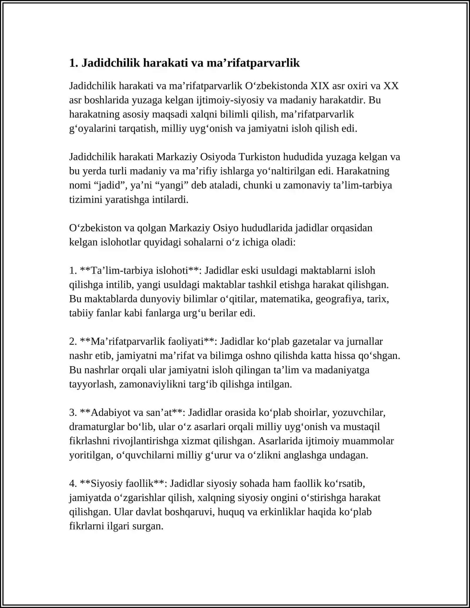 JADID MA’RIFATPARVARLARINING O‘LKA IJTIMOIY-MA’NAVIY HAYOTIDA TUTGAN O‘RNI (MUNAVVAR QORI, FITRAT, BEHBUDIY, AVLONIY VA BOSHQ.) 3
