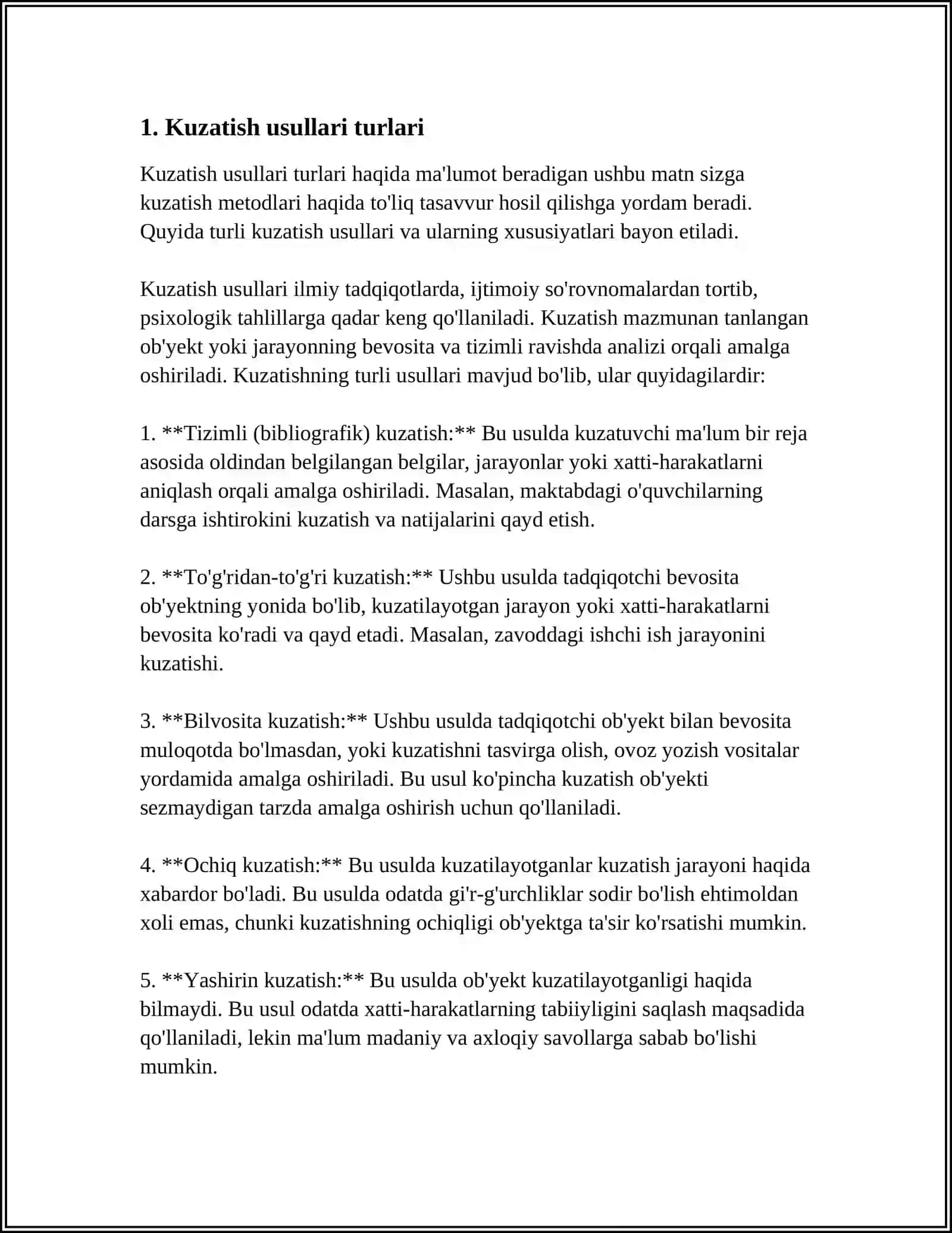 KUZATISH VA TAJRIBALARNI TASHKIL ETISH USULLARINI OʻRGANISH 3