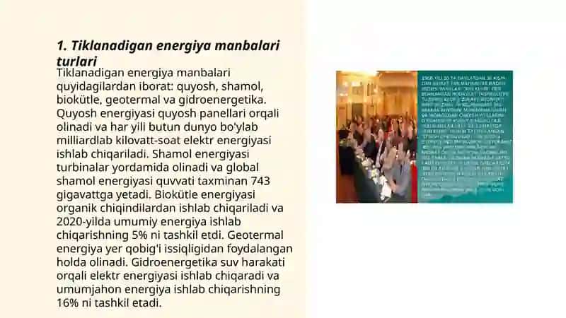 Tiklanadigan energiya iste'molining holati va rivojlanish istiqbollari 3