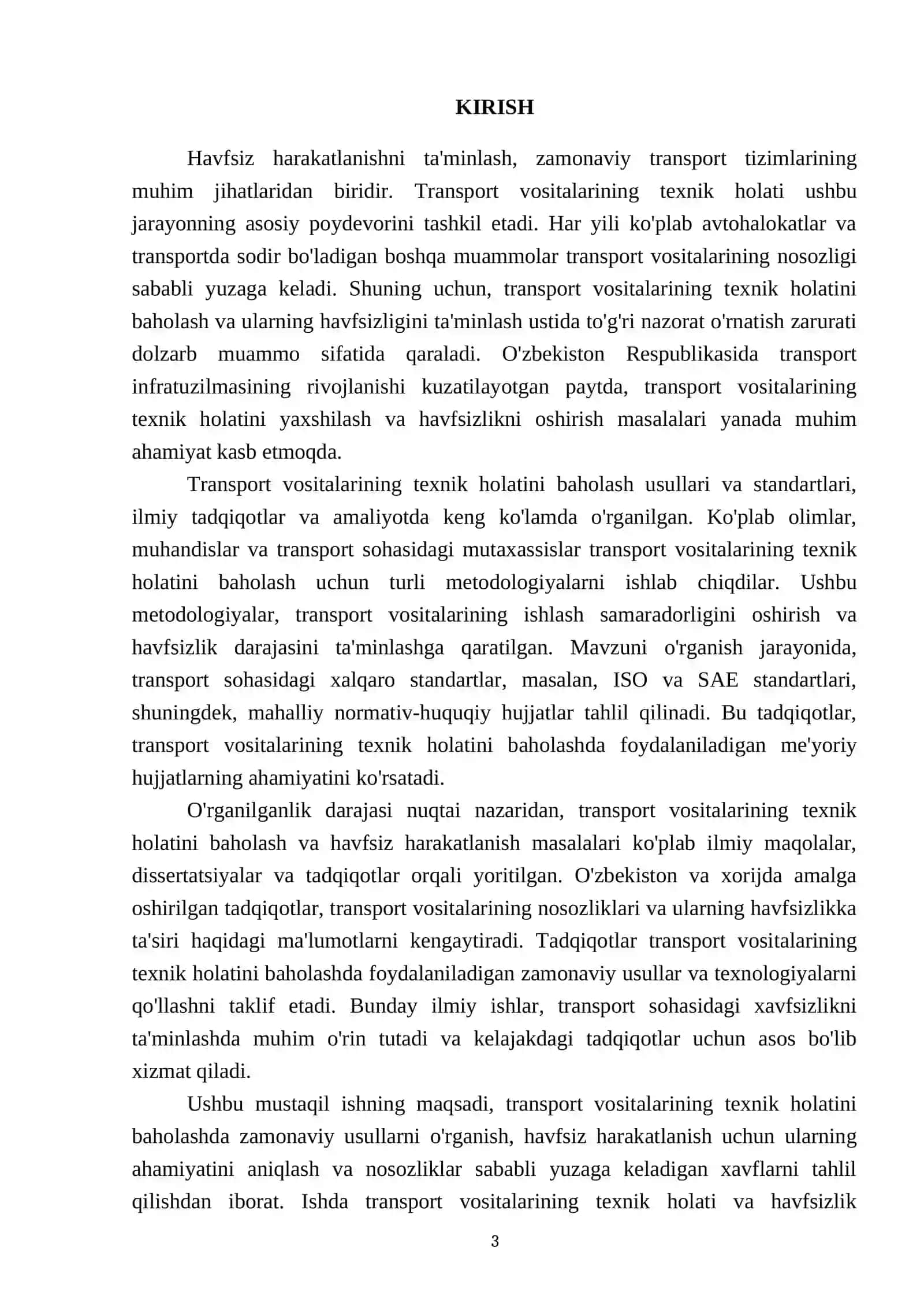 Havfsiz harakatlanishni ta'minlashda transport vositalari tehnik holatining ahamiyati 3