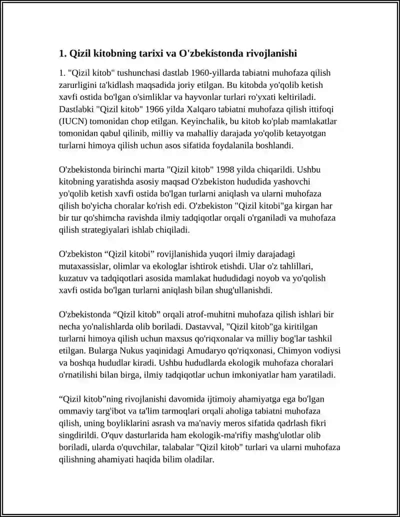 O‘ZBEKISTON RESPUBLIKASI “QIZIL KITOBI” VA UNING ATROF-MUHITNI MUHOFAZA QILISHDAGI O‘RNI 3