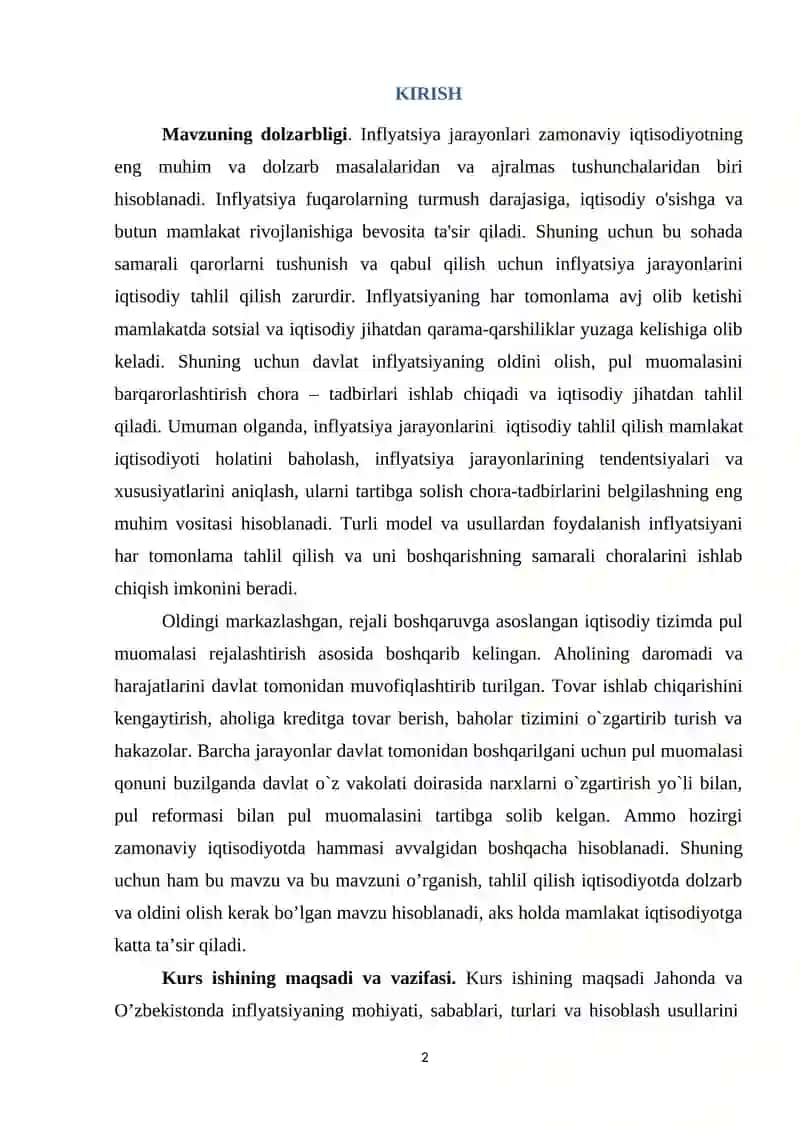 INFLATSIYA TURLARI SABABLARI VA HISOBLASH USULLARI. BAHOLASH INDEKSI 3