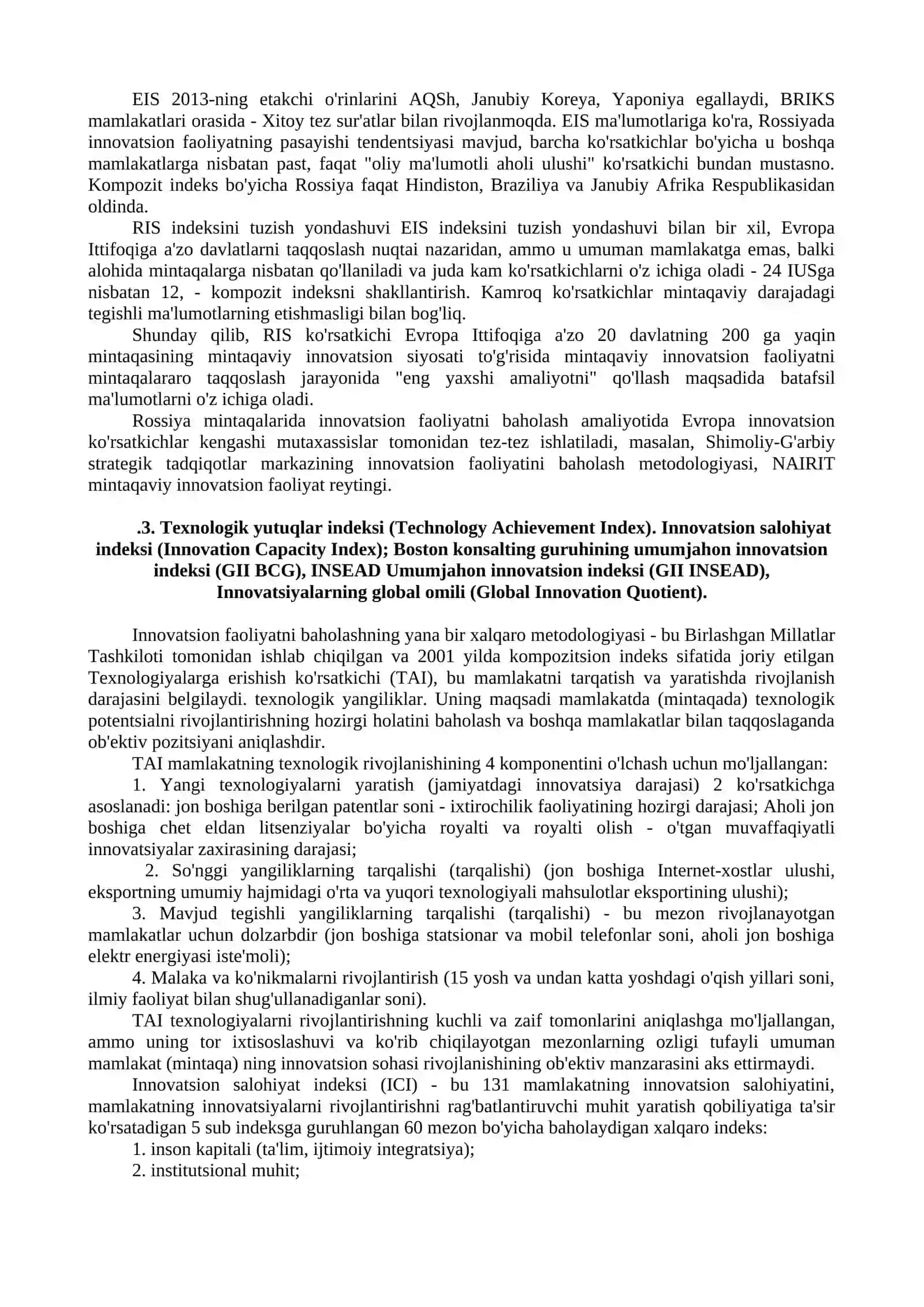 Mamlakat innovatsiya faoliyatini baholash 3