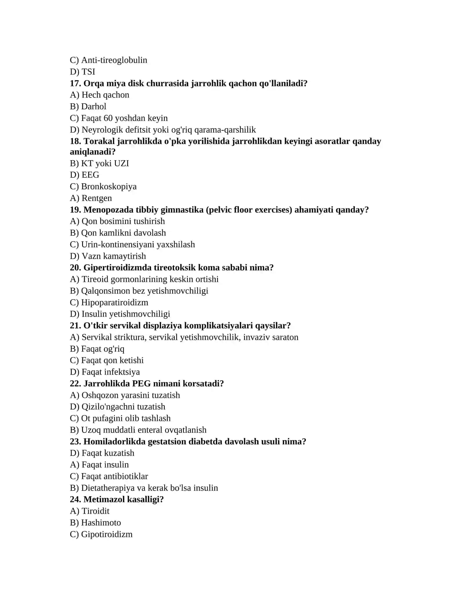 Tibbiyot fanlari testi 3